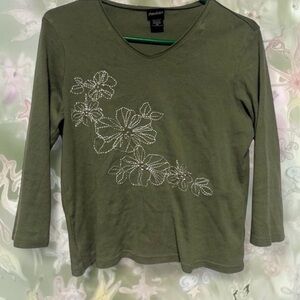 Assoluto Olive Green 3/4 sleeve Shirt